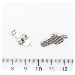 1 PZ - CIONDOLO METALLO CIABATTA - PENDENTE METALLO CHARM ARGENTO TIBETANO