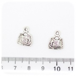 1 PZ - CIONDOLO METALLO BORSA - PENDENTE METALLO CHARM ARGENTO TIBETANO