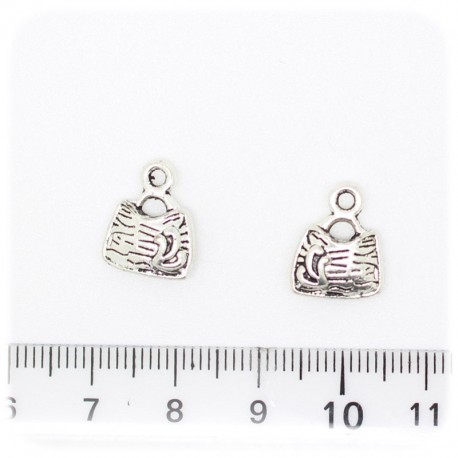 1 PZ - CIONDOLO METALLO BORSA - PENDENTE METALLO CHARM ARGENTO TIBETANO