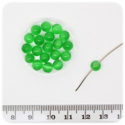 20 PZ - PERLINE CATEYE VERDE - PERLE VETRO SFUMATE TONDE 6 MM