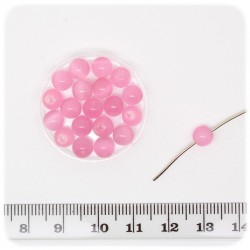 20 PZ - PERLINE CATEYE ROSA - PERLE VETRO SFUMATE TONDE 6 MM