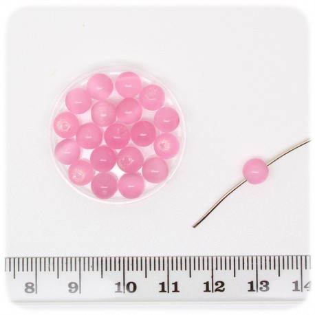 20 PZ - PERLINE CATEYE ROSA - PERLE VETRO SFUMATE TONDE 6 MM