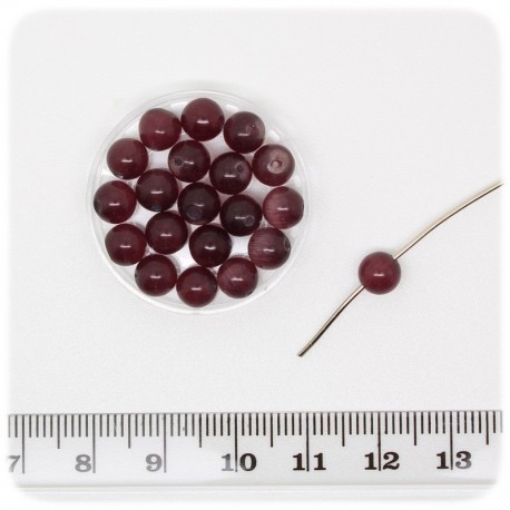 20 PZ - PERLINE CATEYE VIOLA - PERLE VETRO SFUMATE TONDE 6 MM