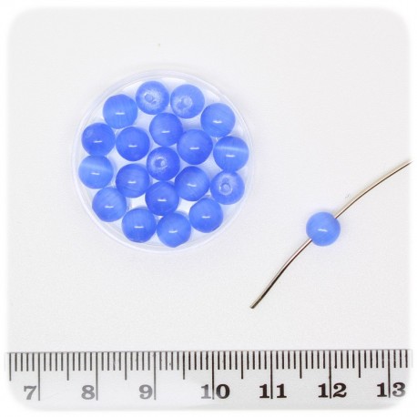 20 PZ - PERLINE CATEYE BLU - PERLE VETRO SFUMATE TONDE 6 MM