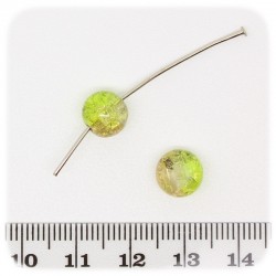 30 PZ - PERLE CRACKLE GIALLO - PERLINE VETRO FRANTUMATO TONDE 8 MM