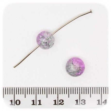 30 PZ - PERLE CRACKLE VIOLA - PERLINE VETRO FRANTUMATO TONDE 8 MM