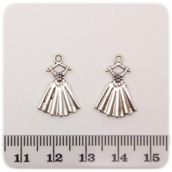 1 PZ - CIONDOLO METALLO VESTITO - PENDENTE METALLO CHARM ARGENTO TIBETANO