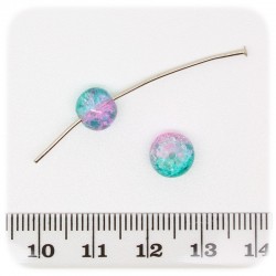 30 PZ - PERLINE CRACKLE AZZURRO - PERLE TONDE VETRO FRANTUMATO TONDE 8 MM