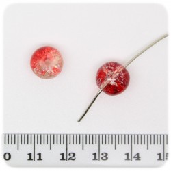 30 PZ - PERLINE VETRO TONDE CRACKLE 10 MM - ROSSO