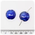 5 PZ - PERLE DISCO BLU - PERLINE TONDE PIATTE VETRO 20 MM LAMPWORK