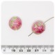 5 PZ - PERLE DISCO ROSA LAMPWORK - PERLINE VETRO LUME FIORI 18x10 MM