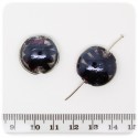 5 PZ - PERLE DISCO NERO - PERLINE TONDE PIATTE VETRO 20 MM LAMPWORK