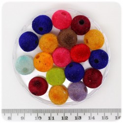 10 PZ - PERLINE MULTICOLORE RESINA - PERLE TONDE COLORATE 14 MM