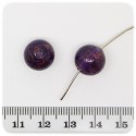 5 PZ - PERLE LAMPWORK VIOLA - PERLINE TONDE VETRO SABBIA ORO 12 MM