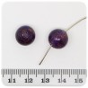 5 PZ - PERLE LAMPWORK VIOLA - PERLINE TONDE VETRO SABBIA ORO 12 MM