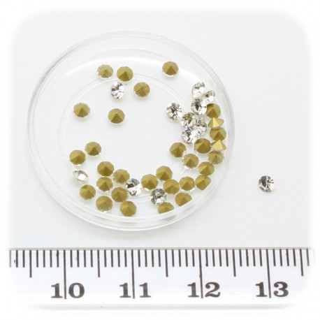 25 PZ - ACCESSORI DECORAZIONE STRASS BASE CONICA 2,5 MM - CRYSTAL