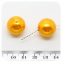 6 PZ - PERLE 18 MM ARANCIONE - PERLINE TONDE PLASTICA PERLATE