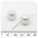 10 PZ - PERLE 16 MM BIANCO - PERLINE TONDE PLASTICA PERLATE