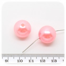 10 PZ - PERLE 16 MM ROSA - PERLINE TONDE PLASTICA PERLATE