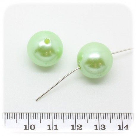 10 PZ - PERLE 16 MM MENTA - PERLINE TONDE PLASTICA PERLATE