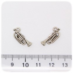 1 PZ - CIONDOLO METALLO TROMBA - PENDENTE CHARM ARGENTO TIBETANO
