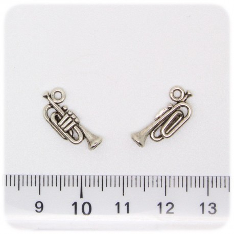 1 PZ - CIONDOLO METALLO TROMBA - PENDENTE CHARM ARGENTO TIBETANO