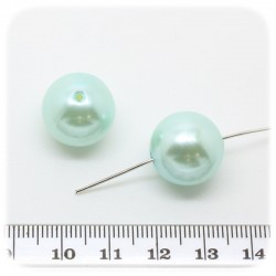 10 PZ - PERLE 16 MM AZZURRO - PERLINE TONDE PLASTICA PERLATE