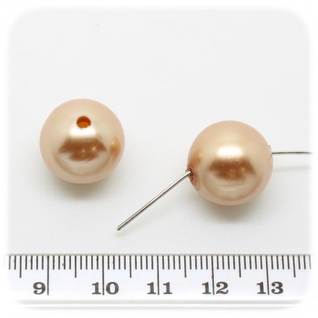 10 PZ - PERLE 16 MM CIPRIA - PERLINE TONDE PLASTICA PERLATE