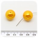 10 PZ - PERLE 16 MM ARANCIONE - PERLINE TONDE PLASTICA PERLATE