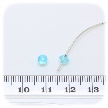 50 PZ - PERLE BICONO AZZURRO - PERLINE VETRO SFACCETTATE 4 MM