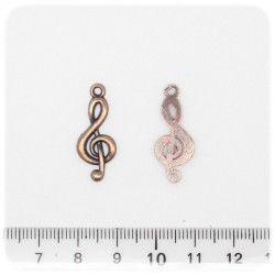 1 PZ - CIONDOLO RAME CHIAVE DI VIOLINO - PENDENTE CHARM ARGENTO TIBETANO