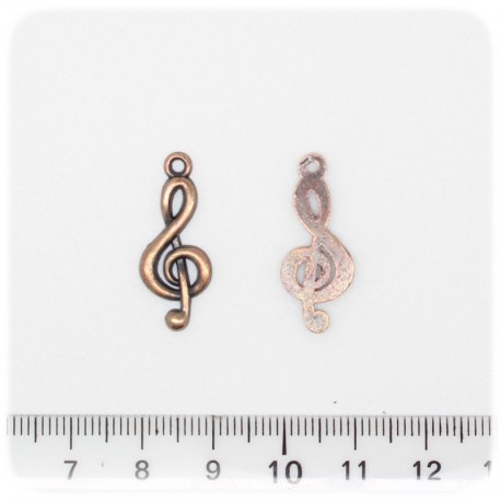 1 PZ - CIONDOLO RAME CHIAVE DI VIOLINO - PENDENTE CHARM ARGENTO TIBETANO