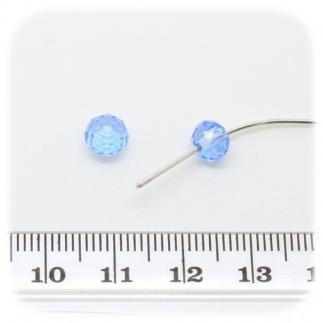 50 PZ - RONDELLE SFACCETTATE CELESTE - PERLINE VETRO 6X4 MM