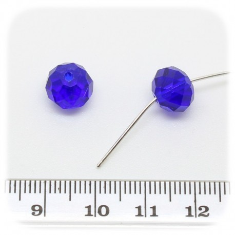 30 PZ - PERLE 10x7 BLU - PERLINE VETRO RONDELLA SFACCETTATA CRISTALLO CINESE