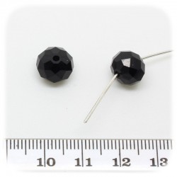 30 PZ - PERLE 10x7 NERO - PERLINE VETRO RONDELLA SFACCETTATA CRISTALLO CINESE