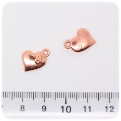 1 PZ - CIONDOLO ORO ROSA CUORE - PENDENTE CHARM ARGENTO TIBETANO