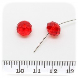 30 PZ - PERLE 10x7 ROSSO - PERLINE VETRO RONDELLA SFACCETTATA CRISTALLO CINESE