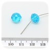 30 PZ - PERLE 10x7 AZZURRO - PERLINE VETRO RONDELLA SFACCETTATA CRISTALLO CINESE