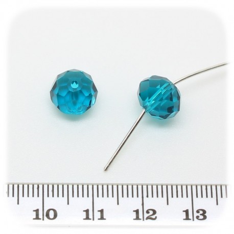 30 PZ - PERLE 10x7 TEAL - PERLINE VETRO RONDELLA SFACCETTATA CRISTALLO CINESE