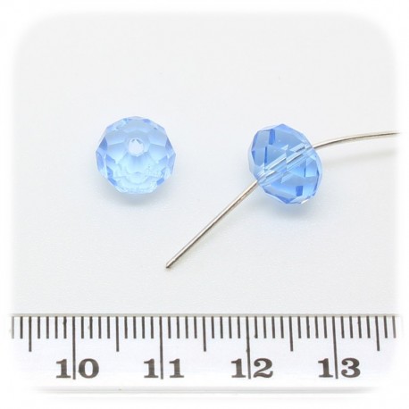 30 PZ - PERLE 10x7 CELESTE - PERLINE VETRO RONDELLA SFACCETTATA CRISTALLO CINESE