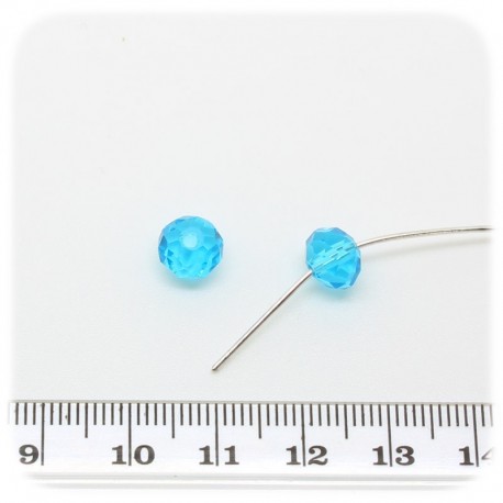 30 PZ - RONDELLE SFACCETTATE AZZURRO - PERLINE VETRO 8X6 MM