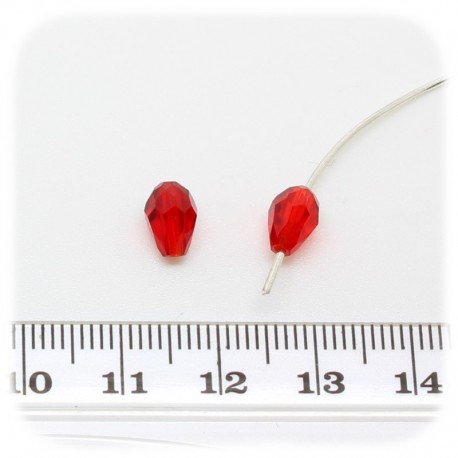 25 PZ - PERLINE VETRO GOCCIA SFACCETTATA BRIOLETTE 9 MM - ROSSO