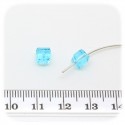 30 PZ - PERLE CUBO AZZURRO - PERLINE VETRO SFACCETTATE 6 MM