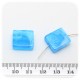 10 PZ - PERLINE VETRO CUBO PIATTO 14 MM - AZZURRO