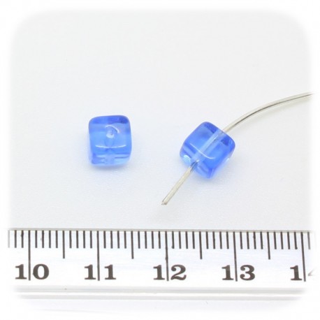 30 PZ - PERLE CUBO CLEAR - PERLINE VETRO FOIL TRASPARENTE 8 MM