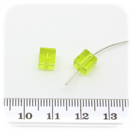30 PZ - PERLINE VETRO CUBO 6 MM - VERDE