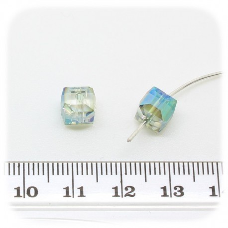 5 PZ - PERLINE ROMBO RAINBOW - PERLE VETRO ELECTROPLATED SFACCETTATE 7 MM
