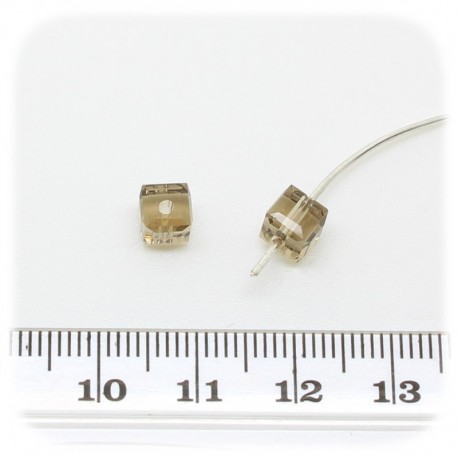 30 PZ - PERLE CUBO BRONZO - PERLINE VETRO SFACCETTATE 6 MM