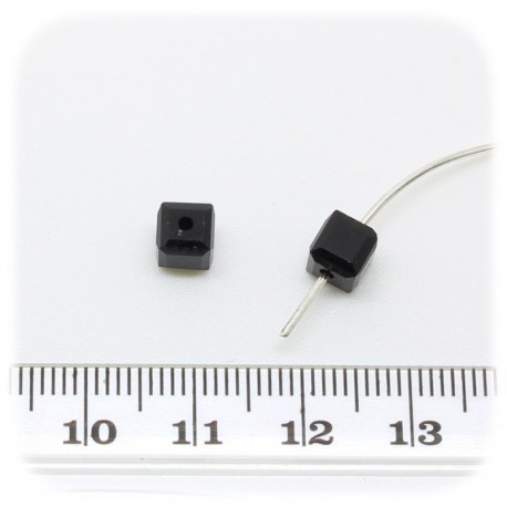 30 PZ - PERLINE VETRO CUBO SFACCETTATO 6 MM - NERO