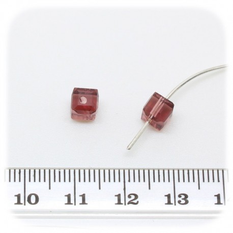 30 PZ - PERLINE VETRO CUBO SFACCETTATO 6 MM - ROSA ANTICO